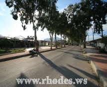 Road to the beach and the hotels of Kolimpia in Rhodes - Greece